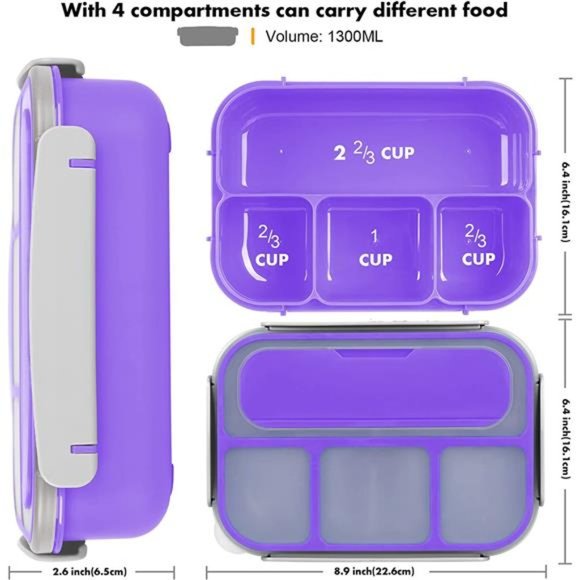 Lunch Box Kids, 4 Compartment & Food Picks Cake Cups, Lunch Box Containers - Picture 3 of 7
